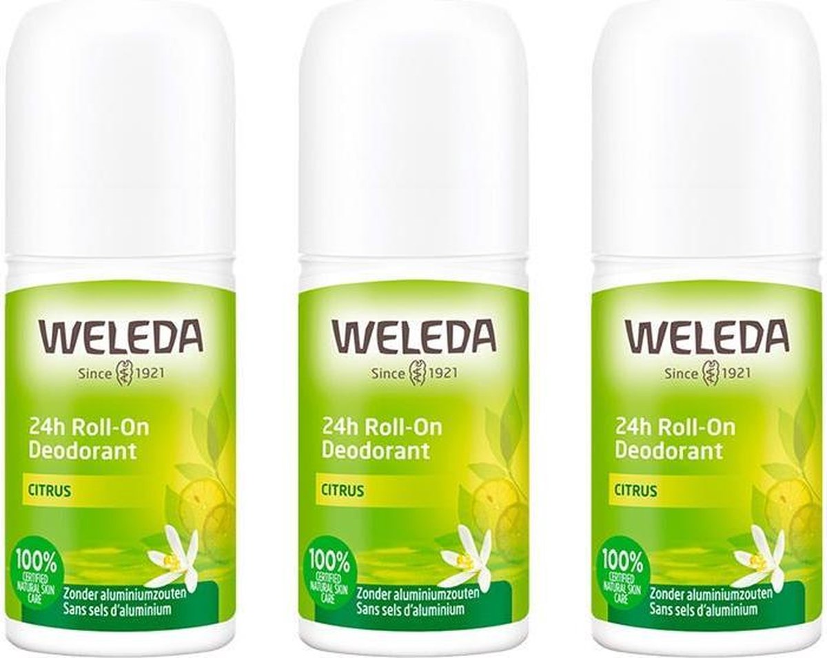 3x Weleda 24h Roll-On Deodorant Citrus 50 ml