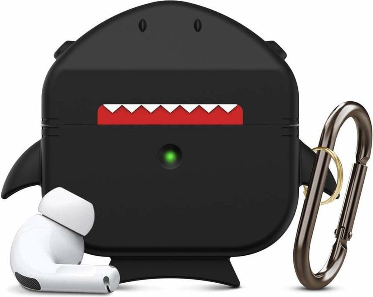 Haai Case Cover Voor Airpods Pro - Siliconen Zwart | Watchbands-shop.nl