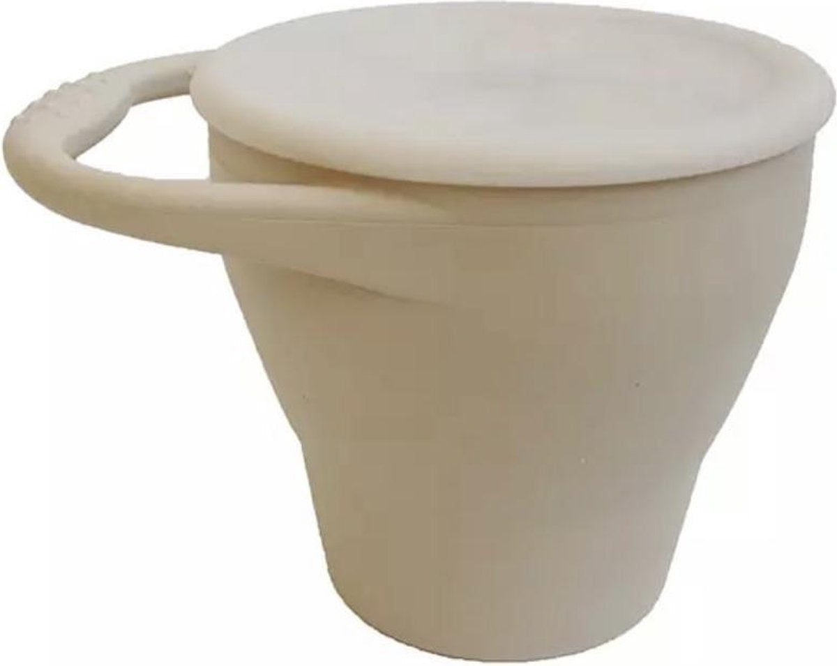 SIIDDS siliconen snack cup deksel - beige - snack cup - snacks - koekjes - fruit - onderweg - dreumes - peuter - kids - BPA-vrij - vaatwasserbestendig