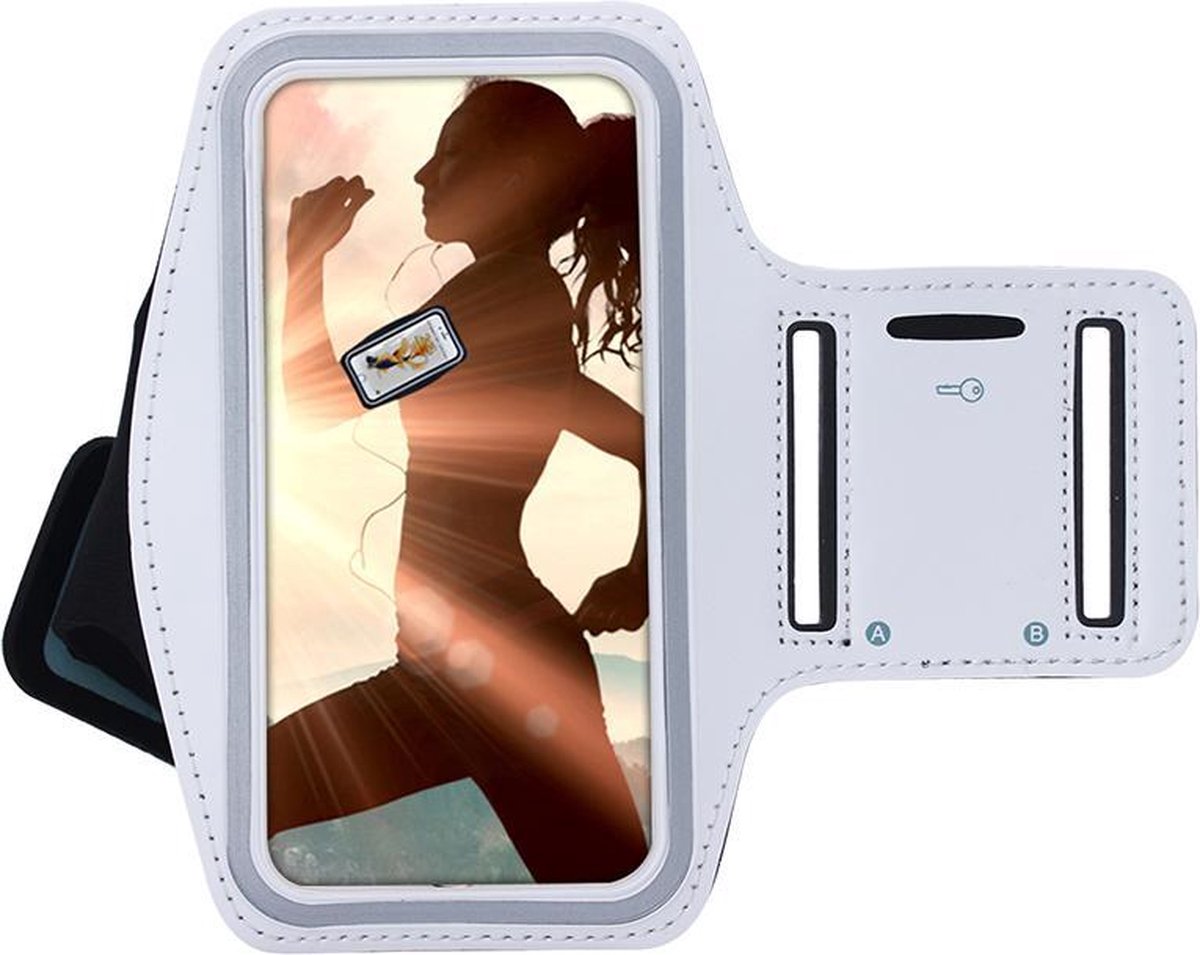 Samsung Galaxy A22 5G Hoesje - Sportband Hoesje - Sport Armband Case Hardloopband Wit