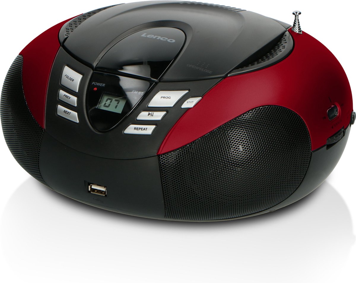 Lenco SCD-37 USB Red - Draagbare radio inclusief CD-speler en USB