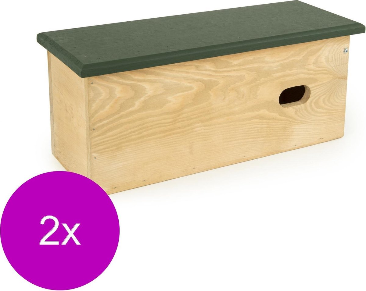 Wildbird Nestkast Gierzwaluw Tulun - Broeden - 2 x 46x18x19.5 cm Bruin Groen