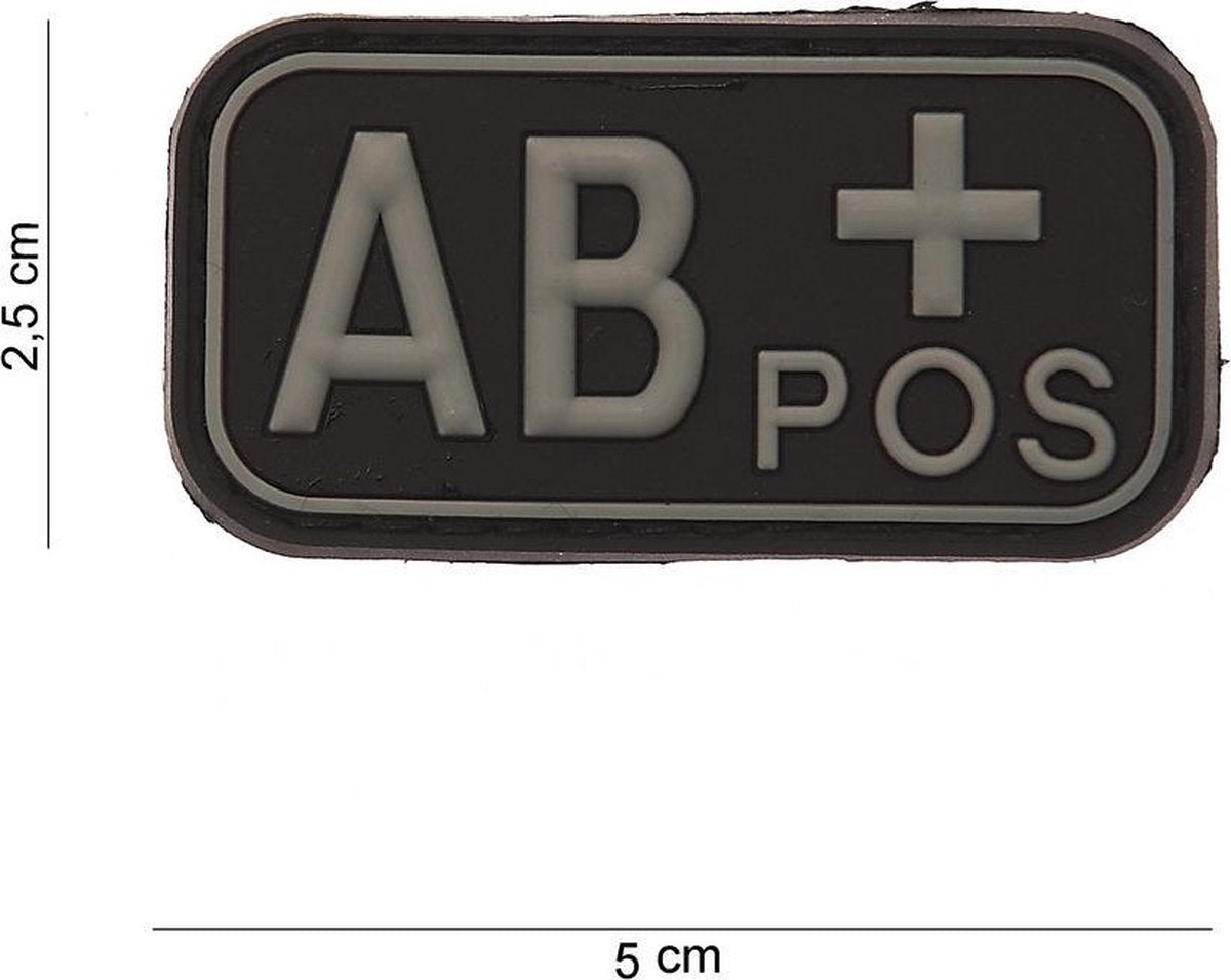 Embleem 3D PVC Bloedgroep AB+ POS zwart