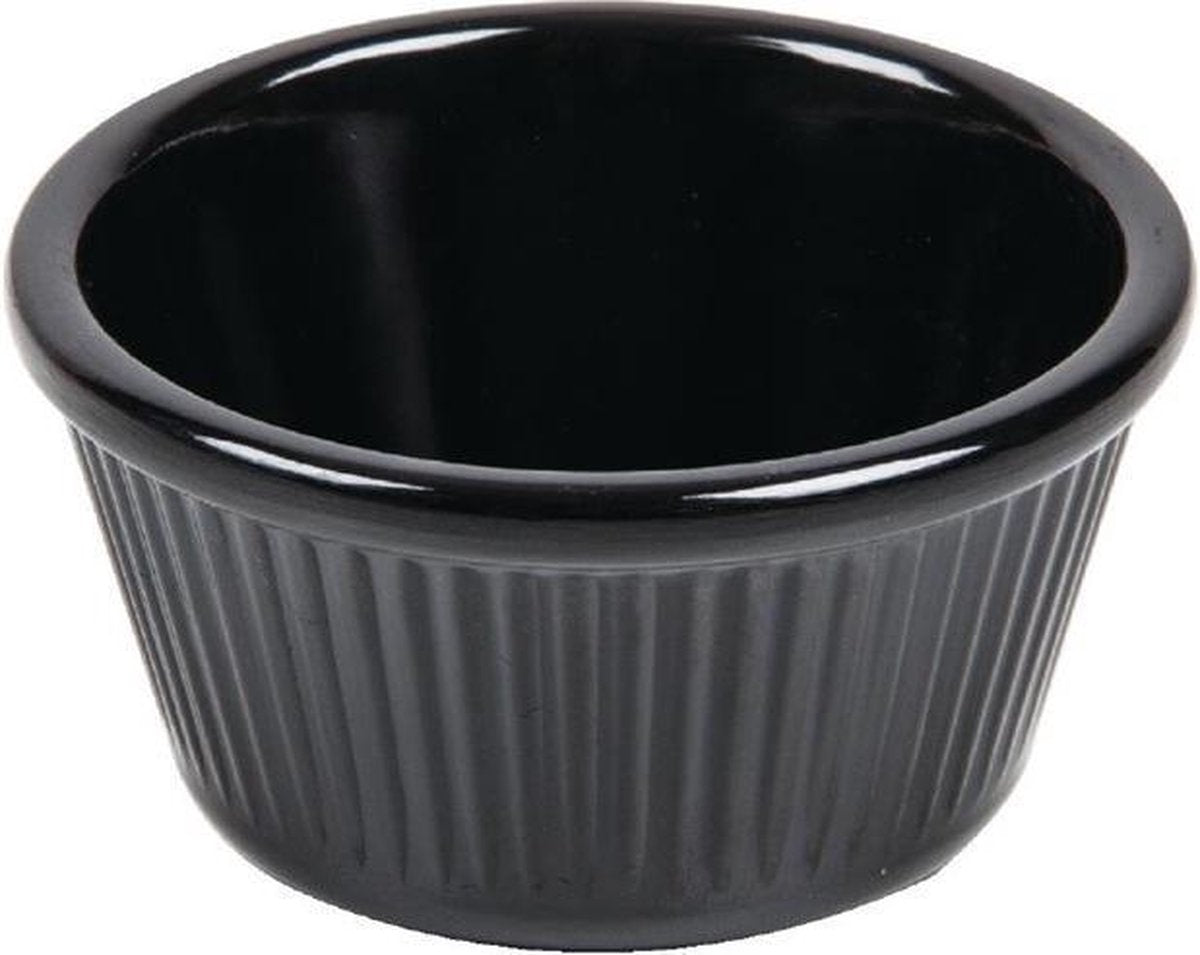 Melamine geribbelde ramekin - zwart - 8