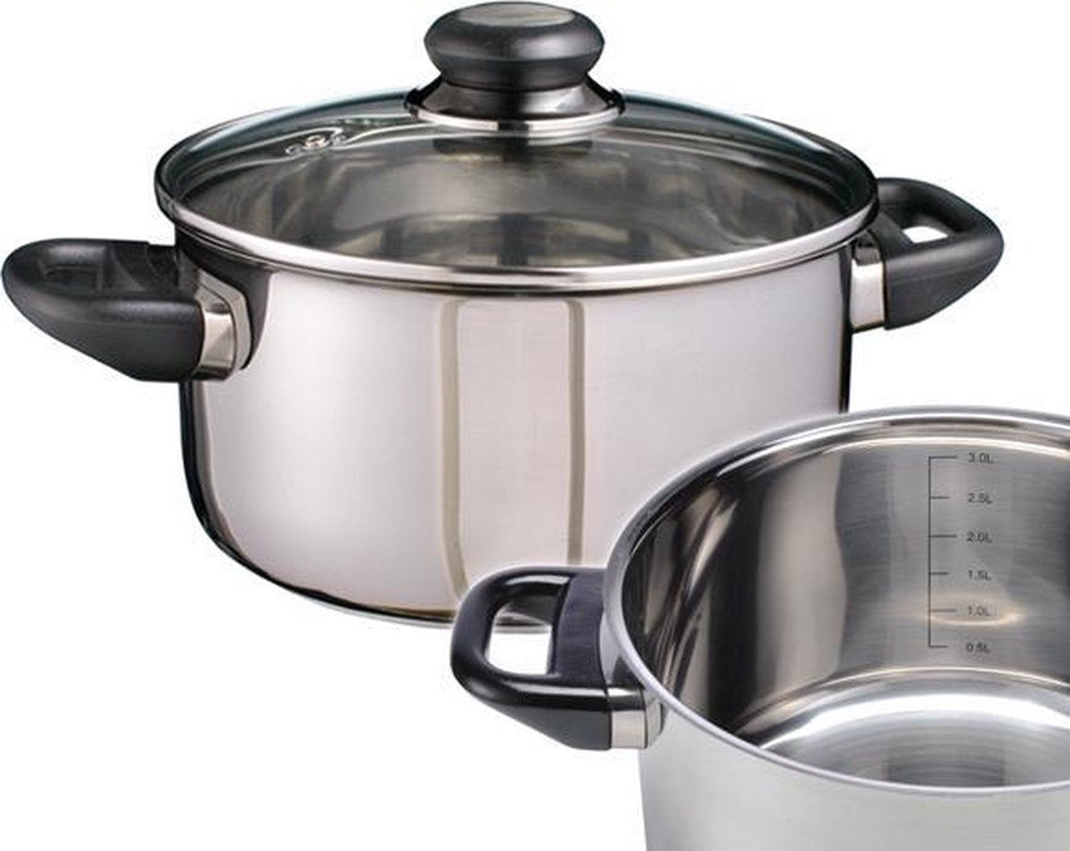 RVS kookpan 20cm met glazen deksel