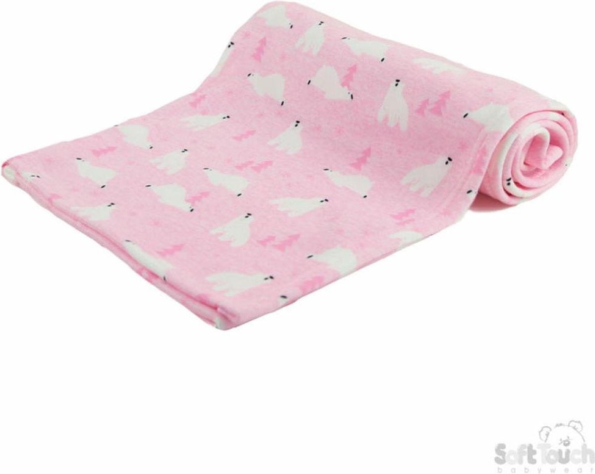Winter Dekentje / Omslagdoek 'Polar Bear' | Roze | 80 x 90 cm