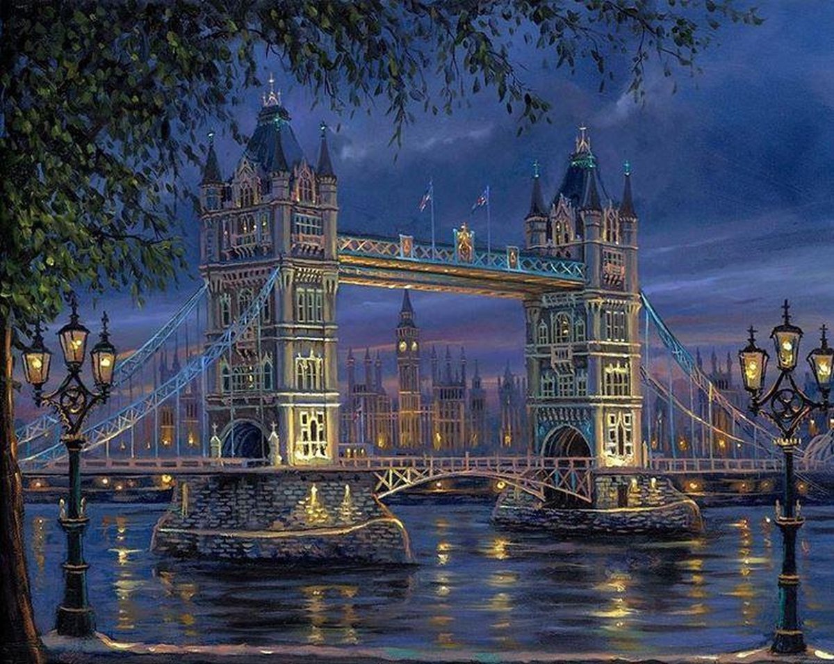DIY - Paint By Numbers - Schilderen op Nummer - London Tower Bridge - 50x40cm - Volwassenen & Kinderen - 150028