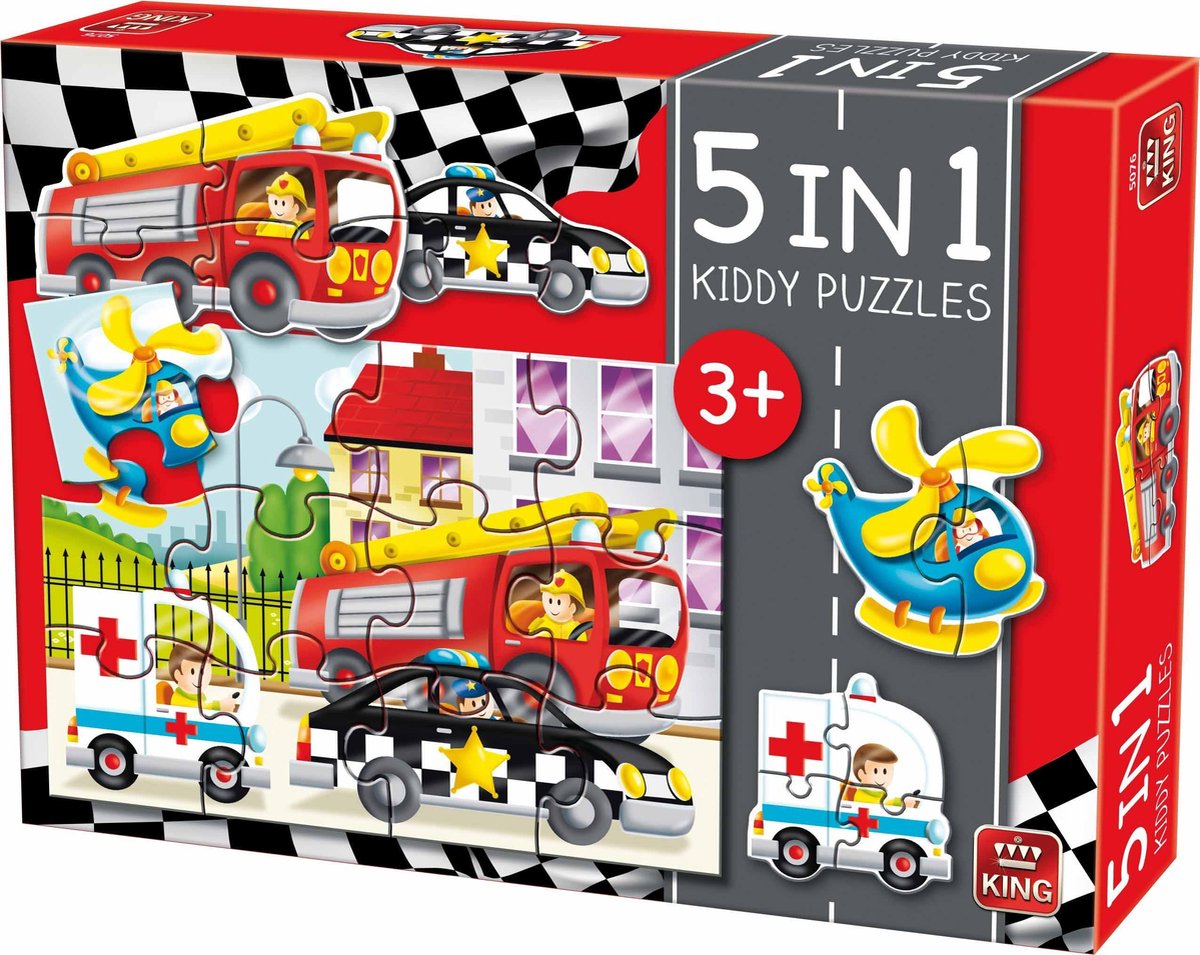 Kiddy Kinderpuzzel Auto's - 5 in 1 Puzzel