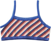 Little Label - Meisjes croptop - stripes pink red blue - maat: 122/128 - bio-katoen