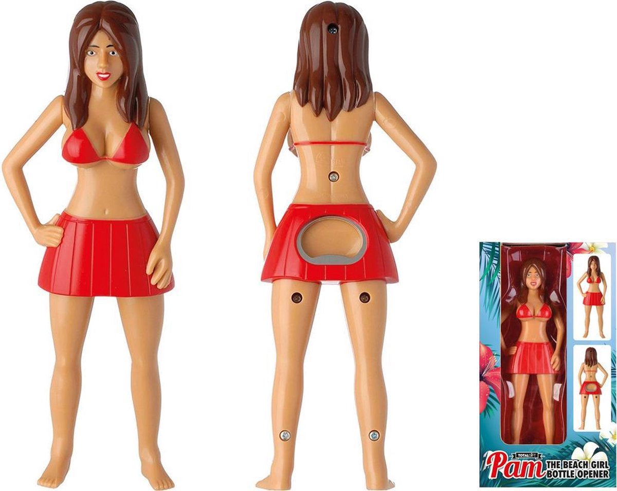 I-total Flesopener Beach Girl 8 X 4 X 20 Cm Beige/rood