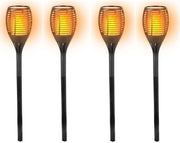 Set van 4x stuks Halloween horror decoratie solar LED tuinfakkel zwart 77 cm - Tuinverlichting/thema feestversiering