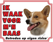 Welsh Corgi Waakbord - Ik waak voor mijn baas