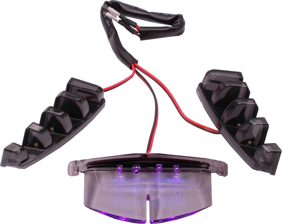 Verlichting Grill LED Paars | Piaggio Zip SPPaarse LED-verlichtingset 3-delig voor in voorkap (alleen SP-neus) | Piaggio Zip SP