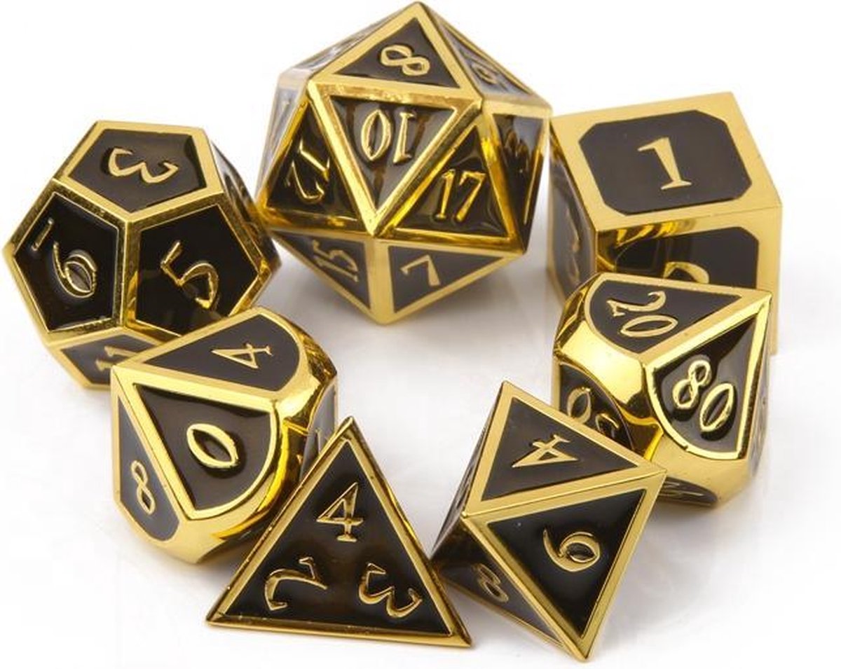 Dungeon Dice Premium Metalen Polydice Dobbelstenen Set Van 7 Stuks In Metalen Doos | Voor D&D En Andere Rollenspellen | High End Metalen Dobbelstenen Set Voor Dungeons And Dragons