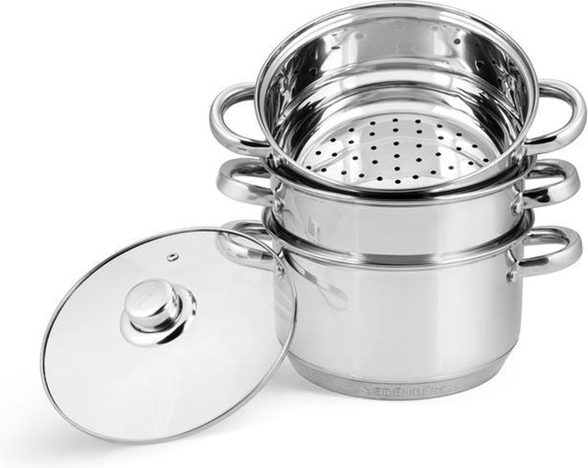 Edënbërg Classic Line - Stoompannenset - Ø 18 cm - 4-delig - 9-Laags Bodem!