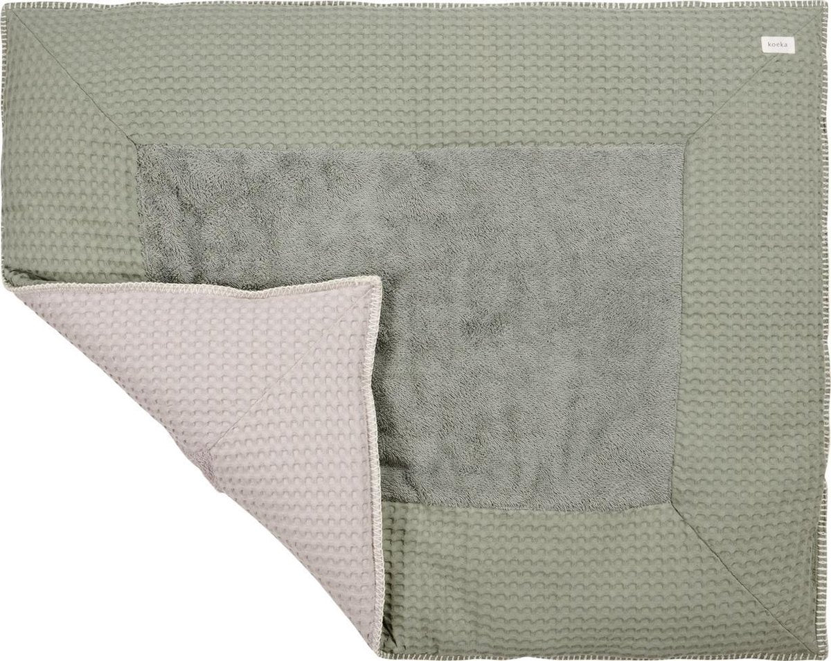 Koeka Boxkleed wafel Amsterdam - shadow green/misty grey 80x100cm