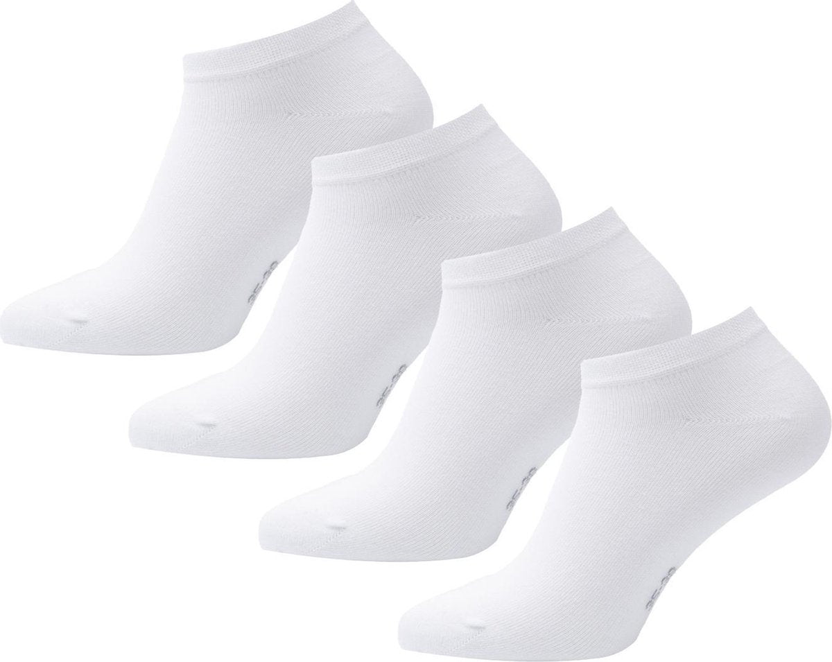 Bamboe Sneakersokken | Bamboe Enkelsokken | Bamboe Sokken | Anti-zweet Sokken | Naadloze Sokken | 4 Paar - Wit | Maat: 39-42 | Merk: Bamboosa