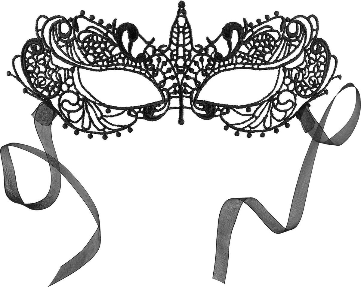 dressforfun - Zwart kanten masker misteriosa   - verkleedkleding kostuum halloween verkleden feestkleding carnavalskleding carnaval feestkledij partykleding - 303520