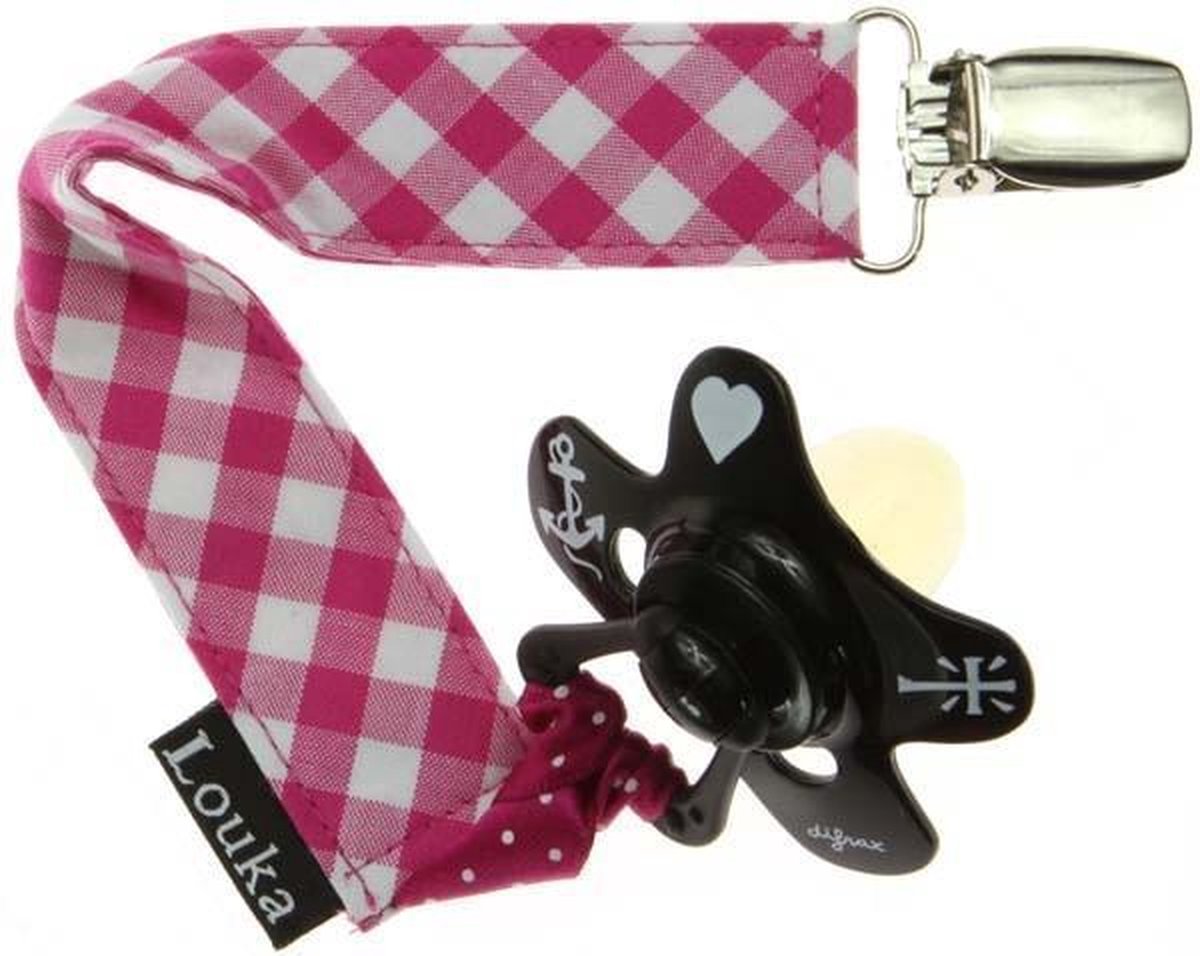 Louka Speenkoord fuchsia schuine ruit