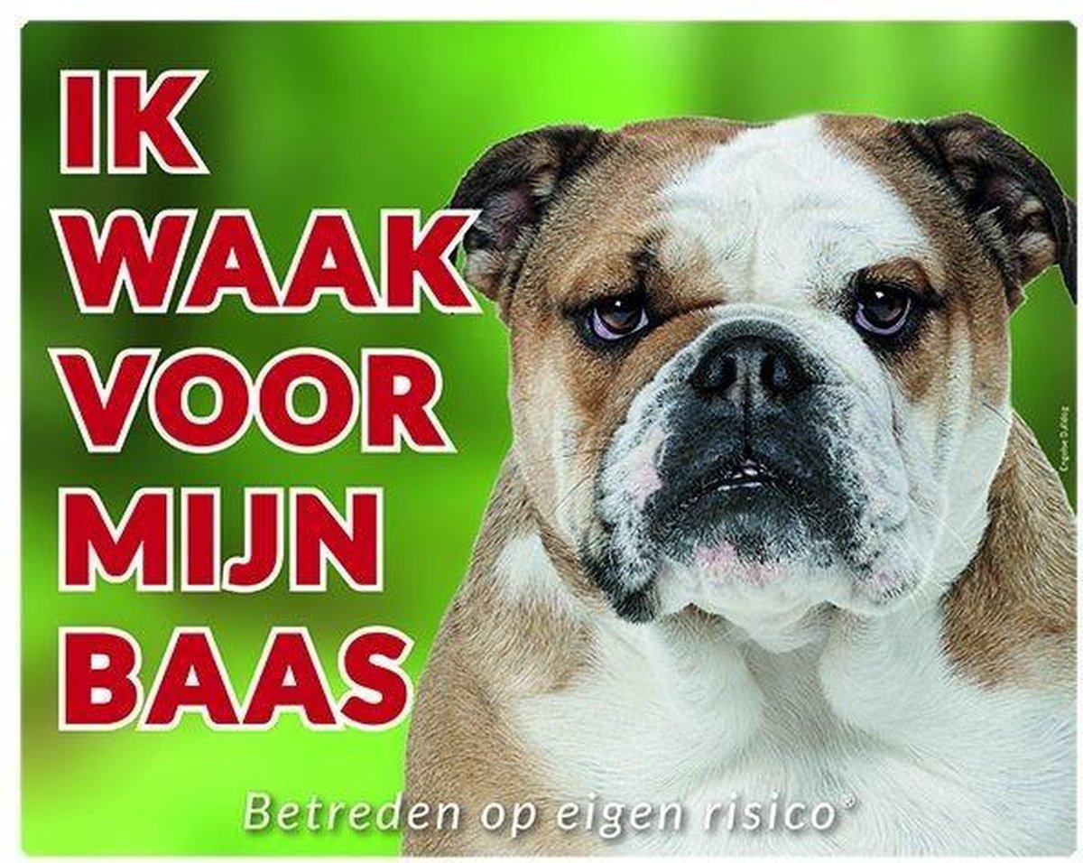 Engelse Bulldog Waakbord - Ik waak voor mijn baas