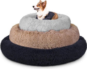 TBG Hond Bed Super Zachte Kennel Ronde Pluizige Kat Huis Warm Comfortabel Slapen Kussen Mat Sofa Wasbare Puppy Pluche Brown S
