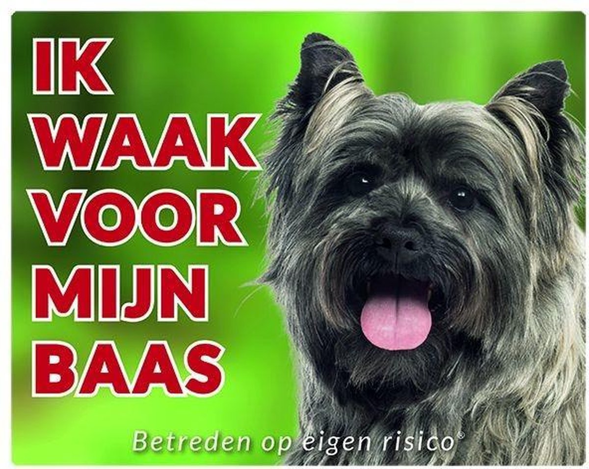Cairn Terrier grijsbruin Waakbord - Ik waak voor mijn baas