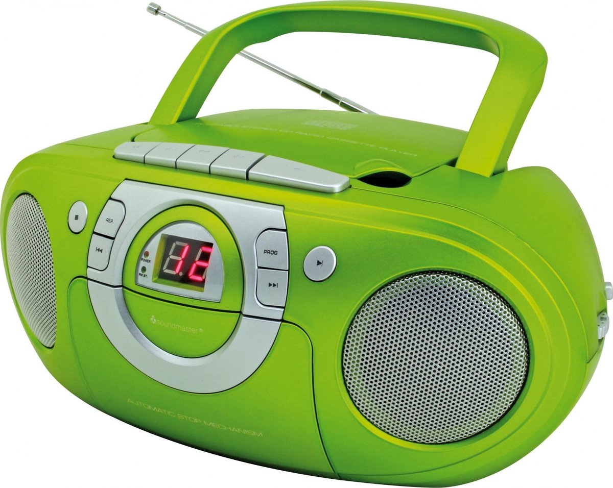 Soundmaster SCD5100GR CD boombox met radio en cassettespeler groen