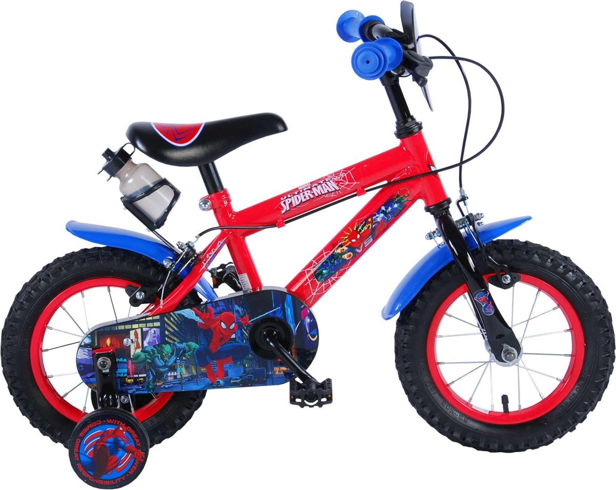 Ultimate Spider-Man Kinderfiets - Jongens - 12 inch - Blauw/Rood - 2 handremmen