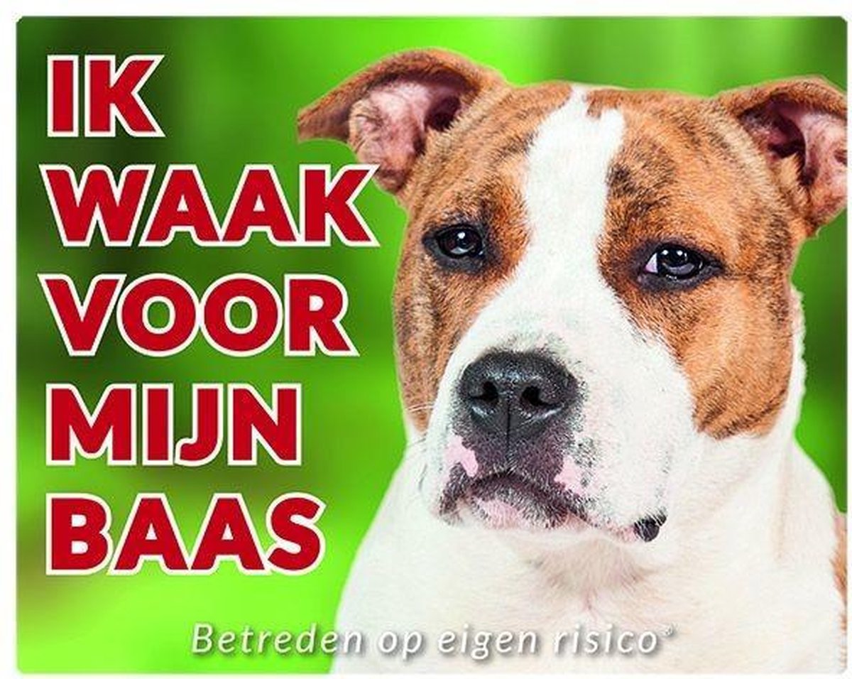 American Stafford Waakbord - Ik waak voor mijn baas