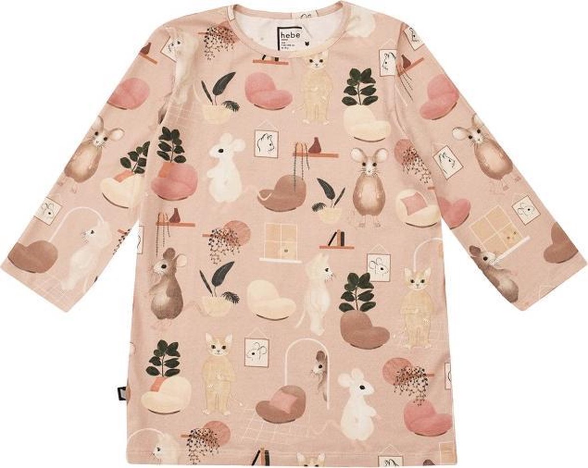 HEBE - meisjes shirt - 3/4 mouw - roze - Maat 122/128
