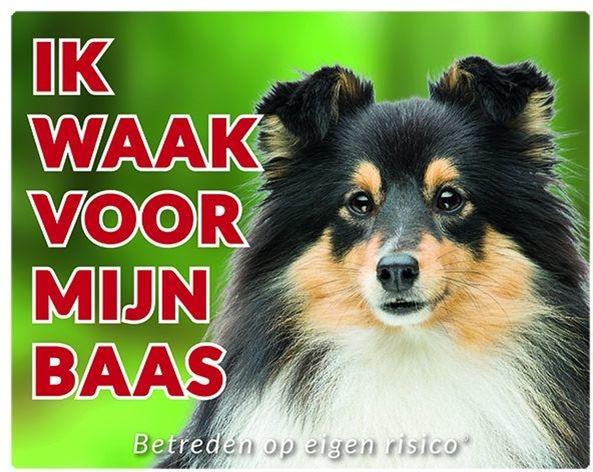 Shetland Sheepdog Waakbord - Ik waak voor Zwart