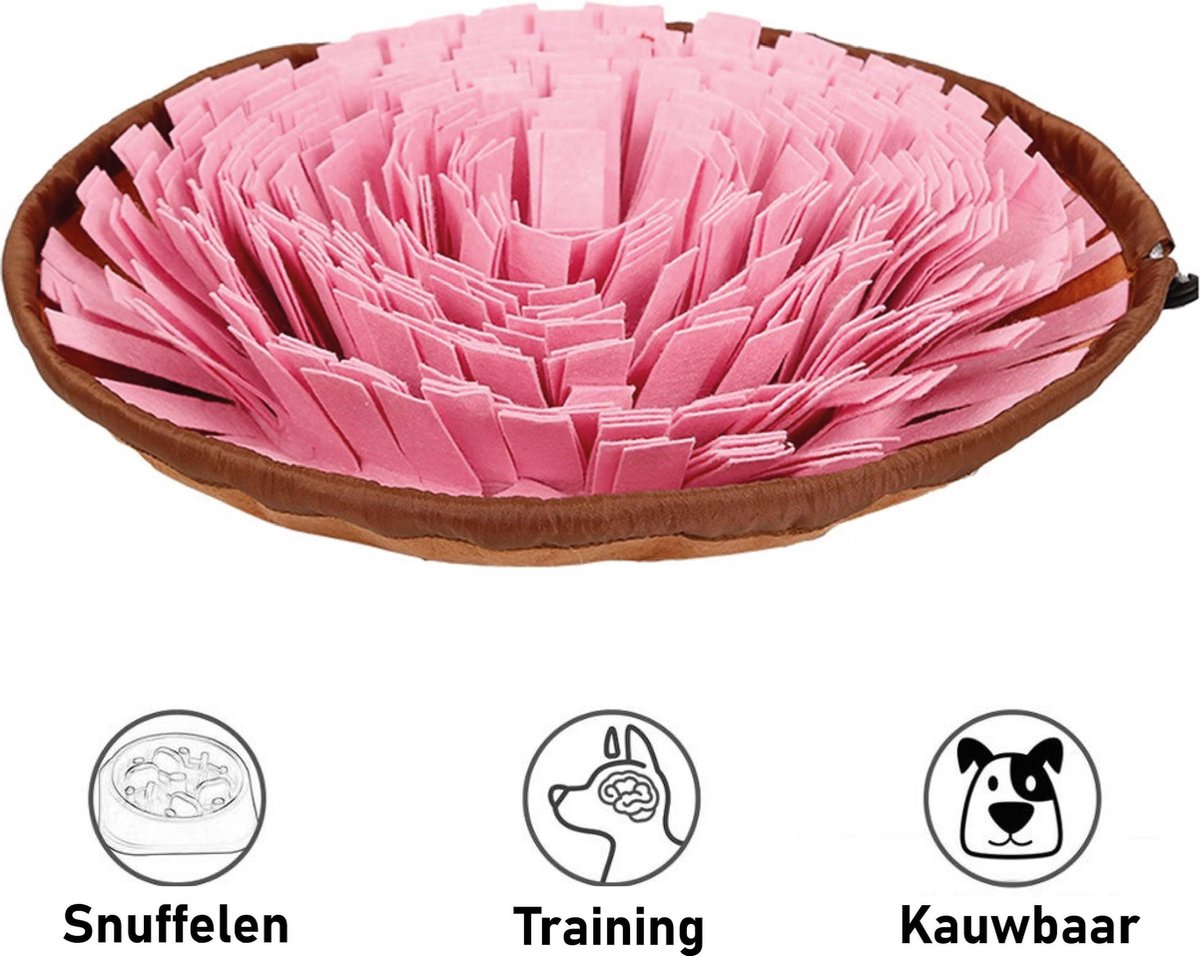 Snuffelmat Hond Kat Honden Speelgoed Puppy Speelgoed Katten Speeltjes - Snuffelmatten Voor Honden en Katten intelligentie - Hersenwerk - Speelmat - Konijnen - Training - Speeltjes - Trainingsmat - Anti-Schrok - Snuffelkleed - Roze / Bruin