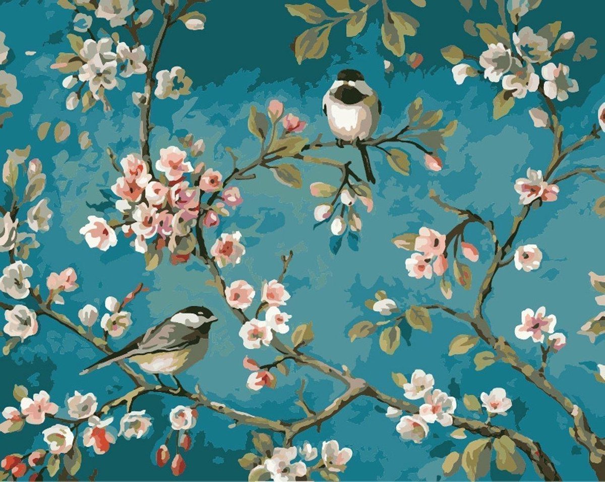 S.old - Diamond Painting Volwassenen - Volledige dekking - Vierkante Steentjes - Inclusief Tools - Vogels en Bloemen