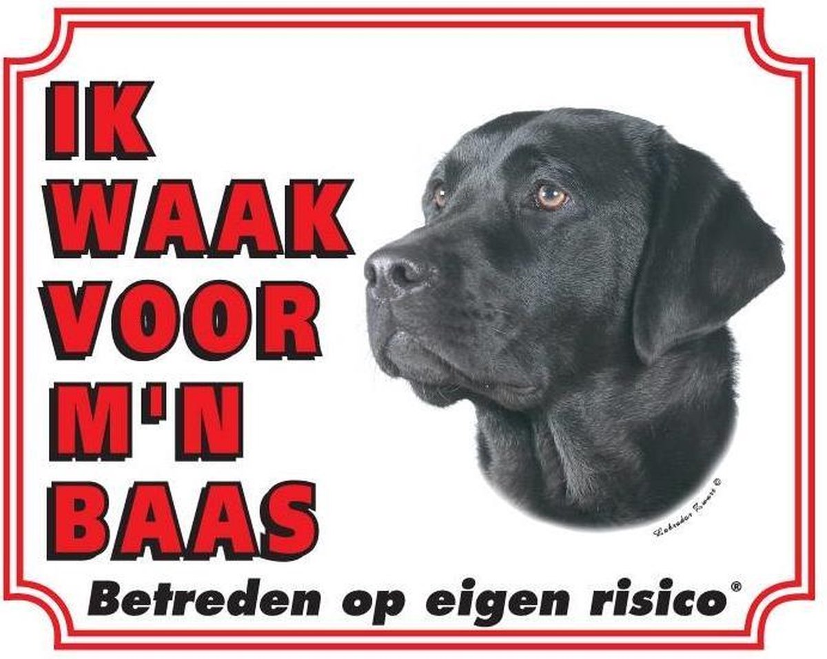 Waakbord 18 Labrador Zwart 20x25cm