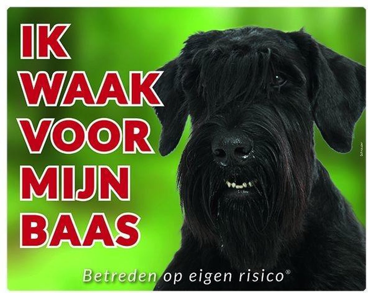 Schnauzer Waakbord - Ik waak voor mijn baas Zwart