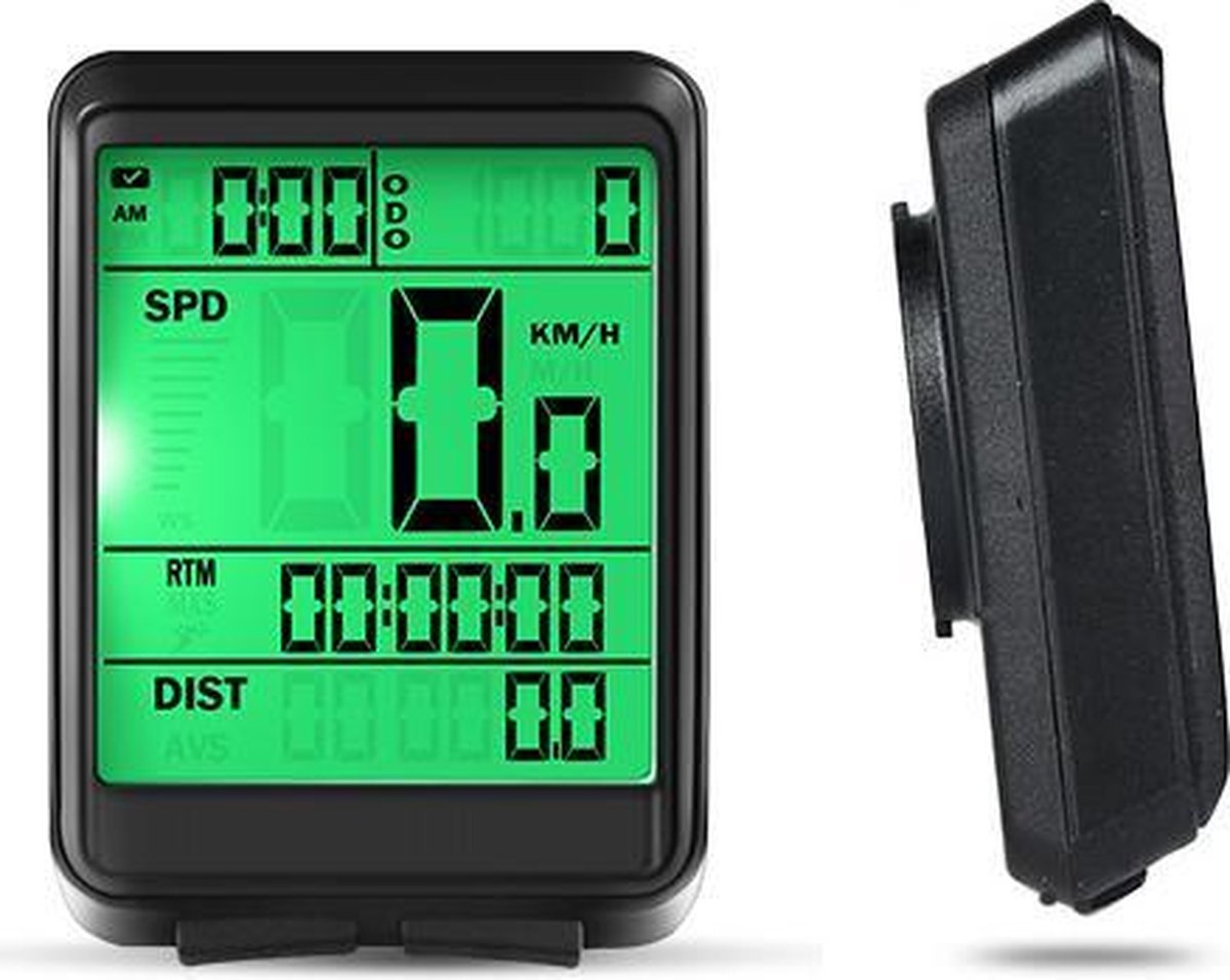 WBTT© Fietscomputer draadloos - Kilometerteller - Draadloze en Waterdichte Snelheidsmeter - Makkelijke Bevestiging - Fiets GPS - Zwart - Racefiets