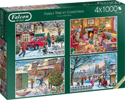 Falcon puzzel Family Time At Christmas - Legpuzzel - 4 x 1000 stukjes