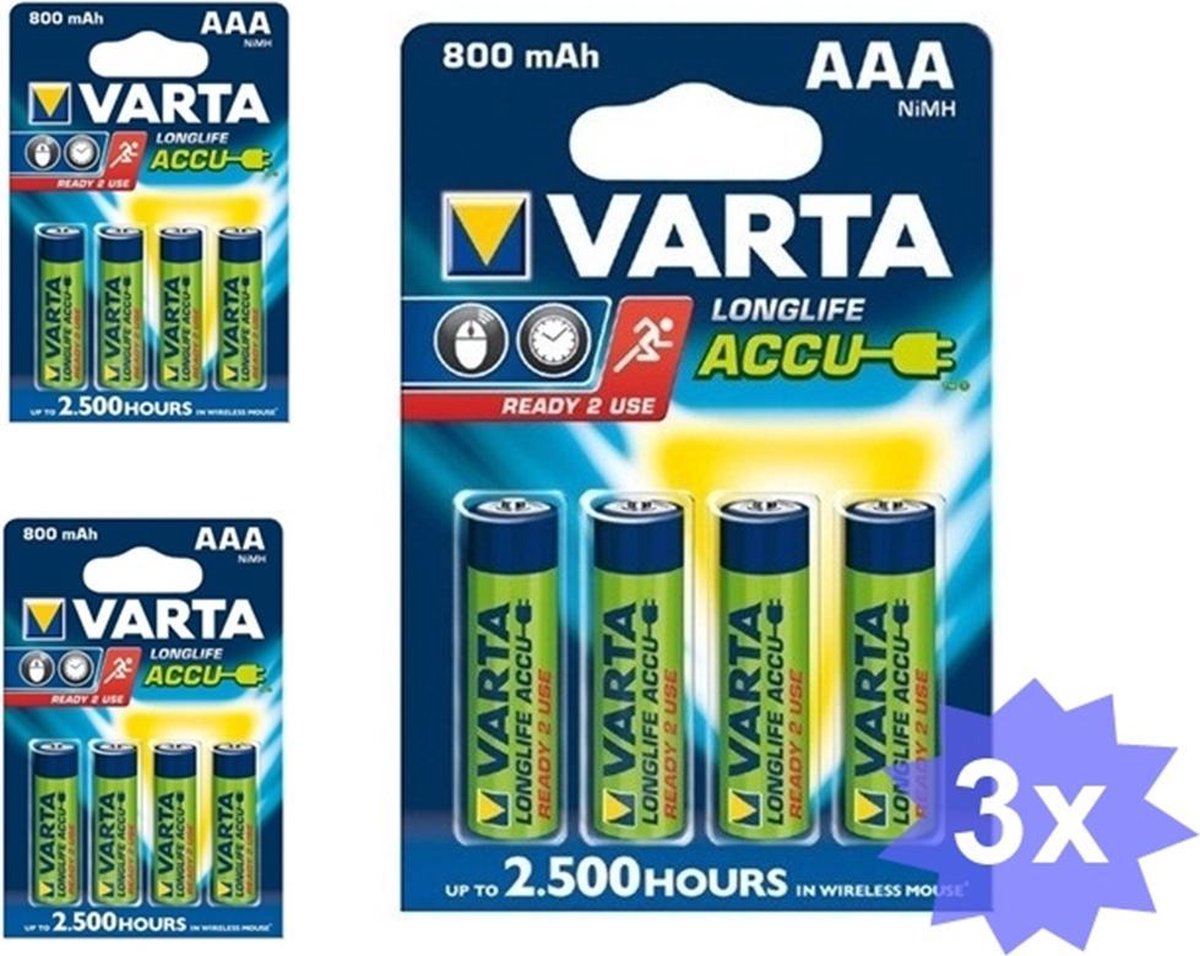 Varta Oplaadbare batterij AAA HR3 800mAh - 12 Stuks (3 Blisters a 4st)