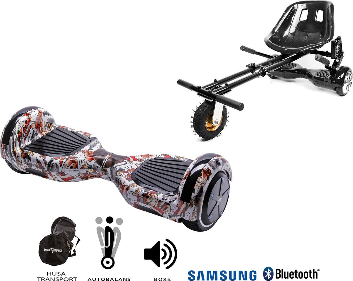 Hoverboard | 6.5 Inch Wielen | Self Balance Hoverboard met Hoverkart | Oxboard | Bluetooth Speakers | Tattoo
