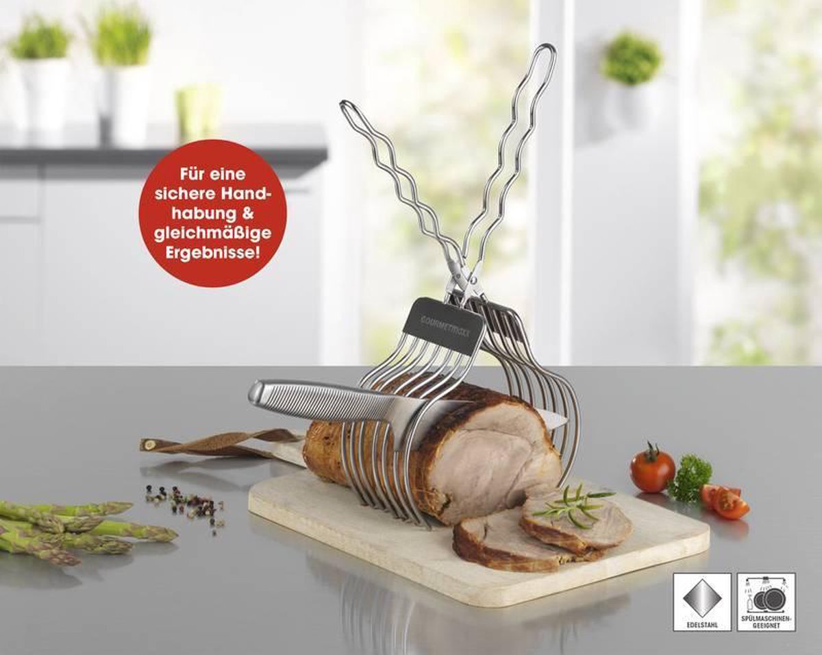Gourmet Maxx Snijhulpmiddel braadtang RVS