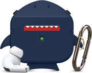 Haai Case Cover Voor Airpods Pro - Siliconen Donkerblauw | Watchbands-shop.nl
