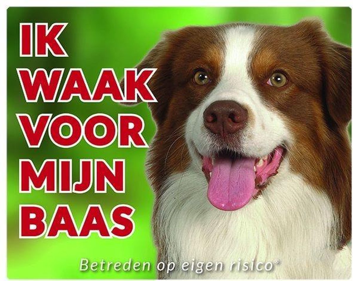 Australian Shepherd Waakbord - Ik waak voor mijn baas
