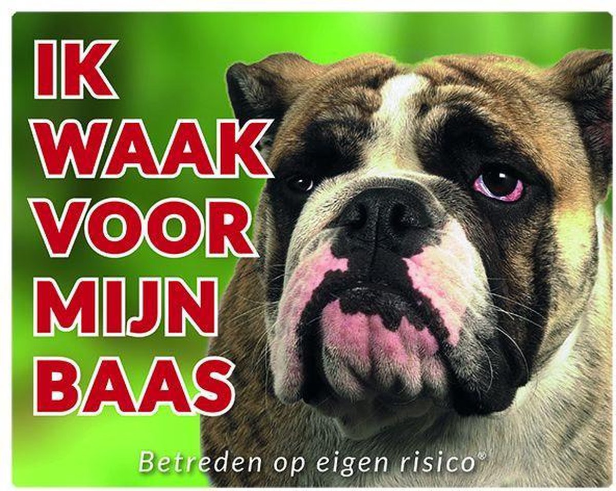 Engelse Bulldog Waakbord - Ik waak voor mijn baas