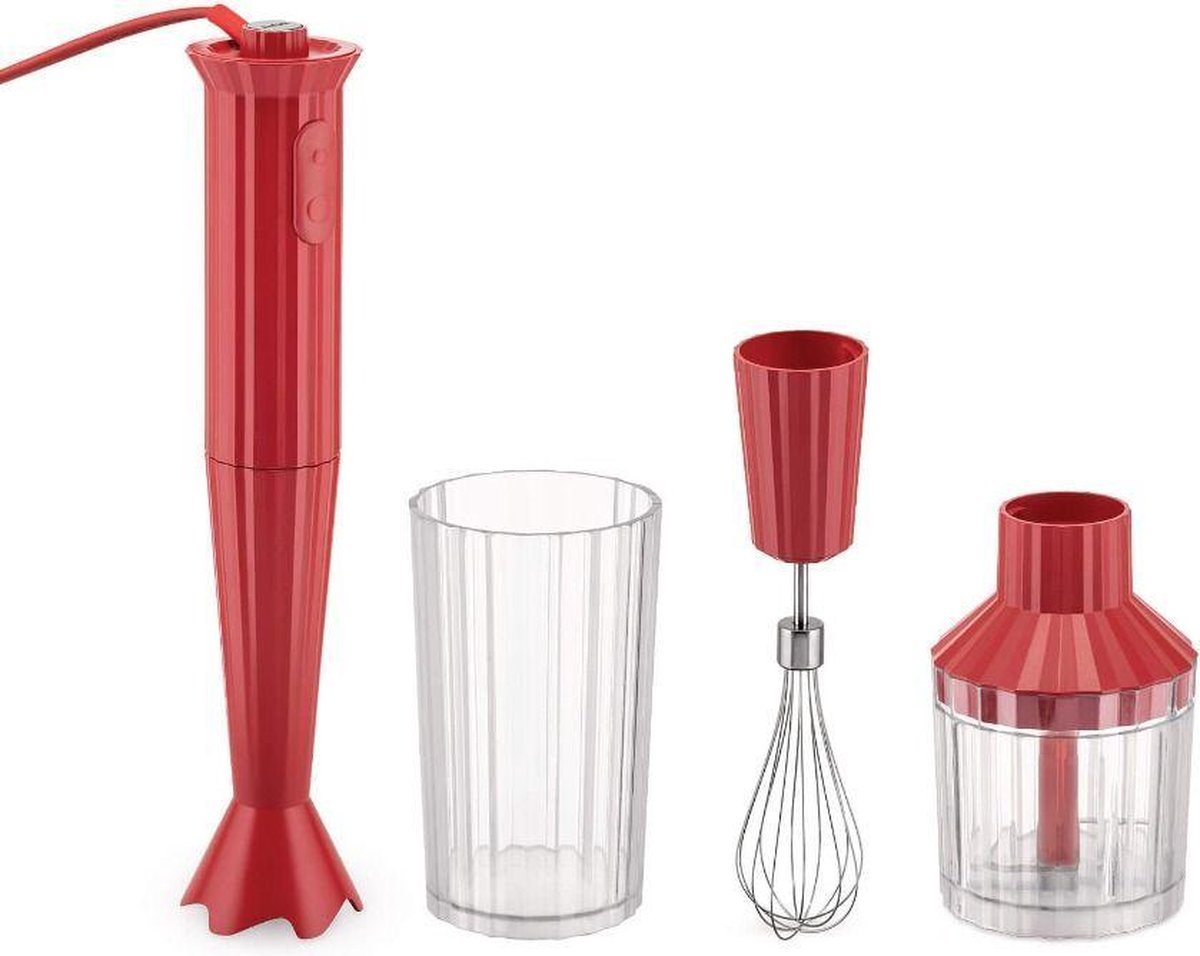 Alessi Plissé staafmixer kunststof rood 4-delig