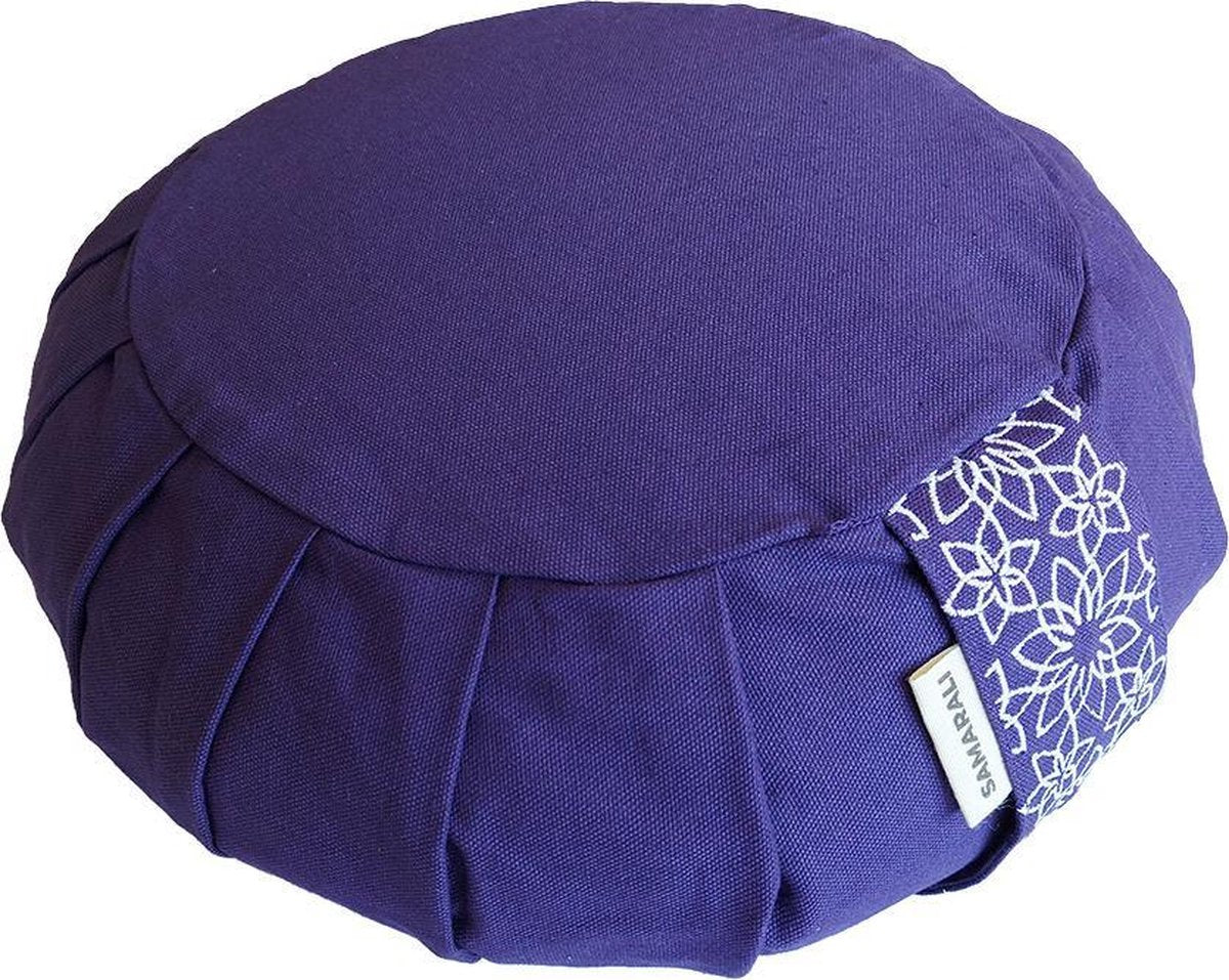 Samarali meditatiekussen rond (Purper) - ethisch geproduceerd van 100% biologisch katoen (GOTS gecertificeerd)| 2lagen | 25 x 25 x 17 cm |Verkrijgbaar in 6 natuurlijke kleuren