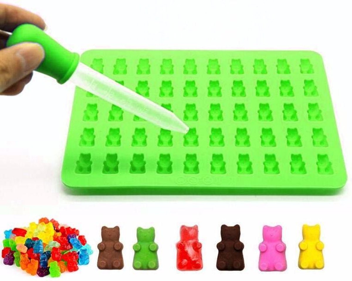 Siliconen Gummy Bear Mal – Chocoladevorm – Gelatine vorm – Snoep Maker – Ijsvormpjes – Gelei mal - Groen