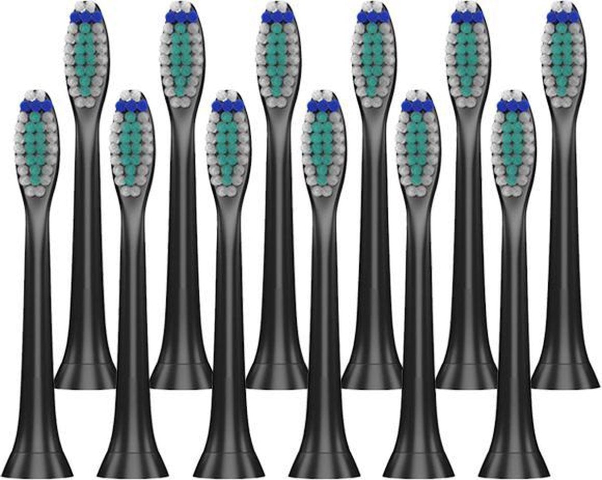 Opzetborstels - 12 stuks  - Geschikt voor Philips Sonicare - Zwart