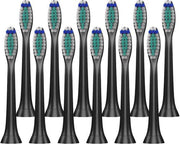 Opzetborstels - 12 stuks  - Geschikt voor Philips Sonicare - Zwart