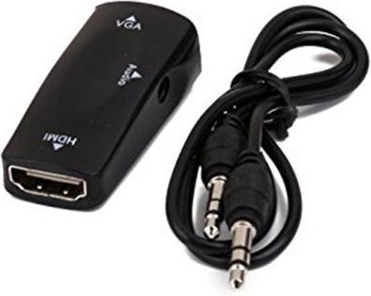 HDMI Female naar VGA F + audio omvormer adapter - Zwart