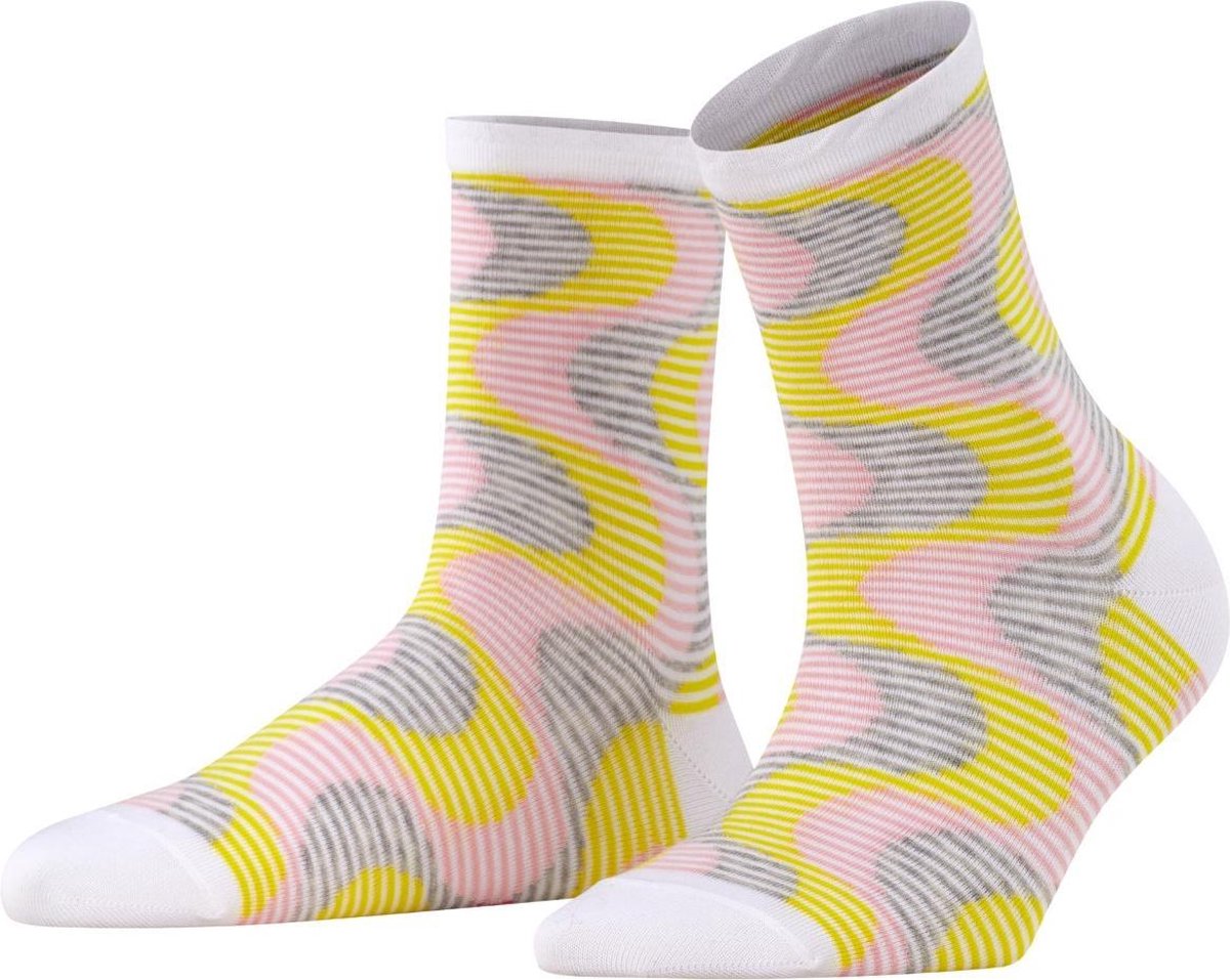 Burlington Frequency Stripe Korte Sok Dames 27108 - Wit 2000 white Dames - 36-41